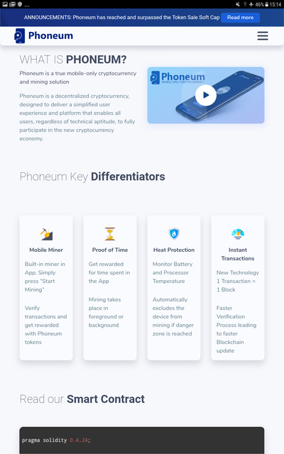 Phoneum & Phoneum Go (games mining/ Token free), Crypto Wallet & mining : No Asics, No CPU & GPU ! Only iPhone & Android for mining this crypto. World’s First True Mobile-Only Mining Platform! Mining only wiht iPhone & Android. Phoneum is a decentralized #cryptocurrency that only works on mobile devices! #ICO starts on Jul 30 - The ICO ends on December 31, 2018. Phoneum is a true mobile-only cryptocurrency and mining solution. Phoneum is a decentralized cryptocurrency, designed to deliver a simplified user experience and platform that enables all users, regardless of technical aptitude, to fully participate in the new cryptocurrency economy. Mining mobile, only wiht Android and iPhone http://bit.ly/2yrrRDX