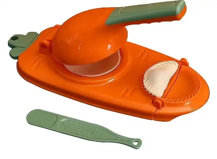 Aparat de facut coltunasi/ravioli din plastic, 2 in 1, Portocaliu/Verde ...