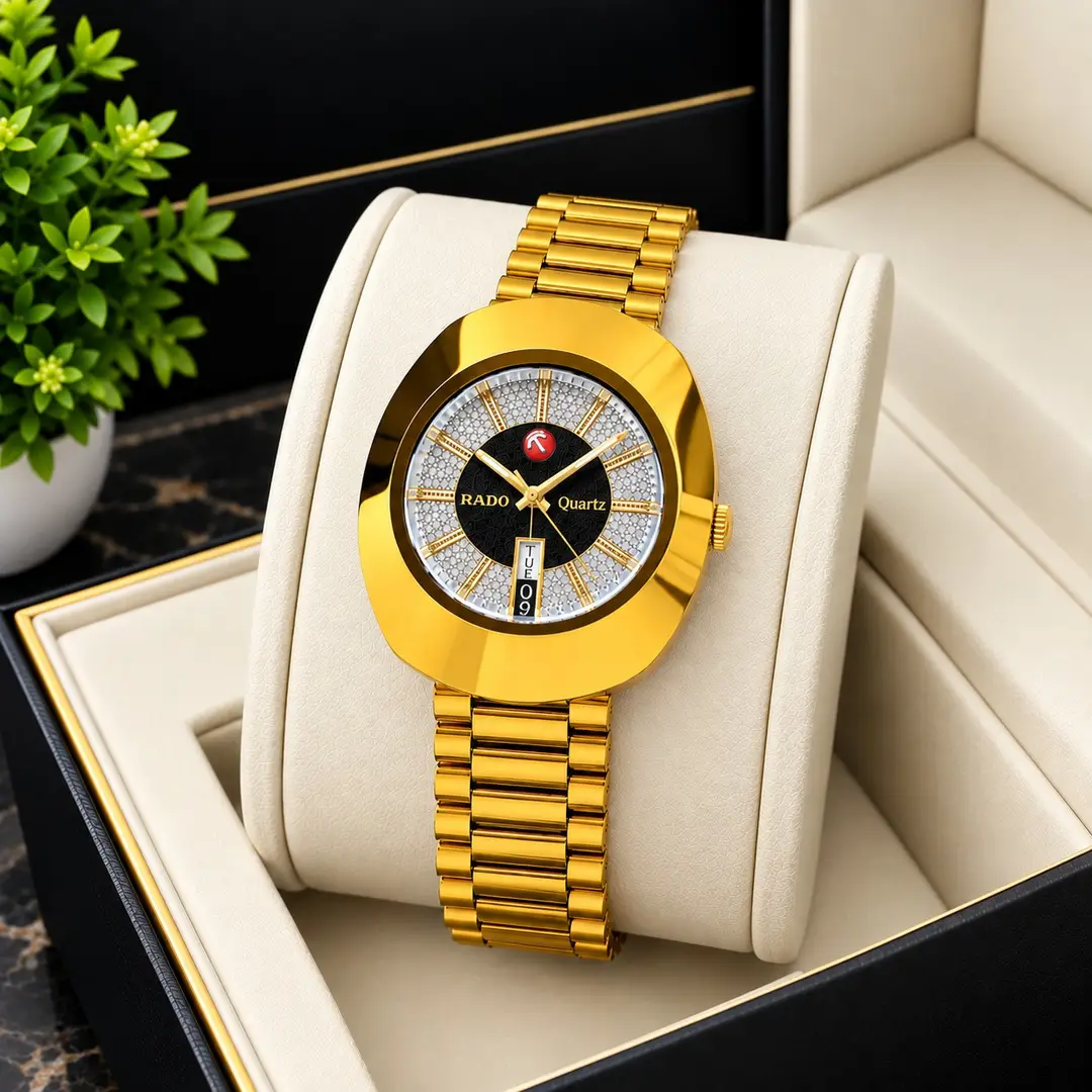 Luxury Men's Golden Stainless Steel Watch - Image 2