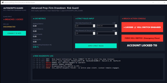 Drawdown guard UI