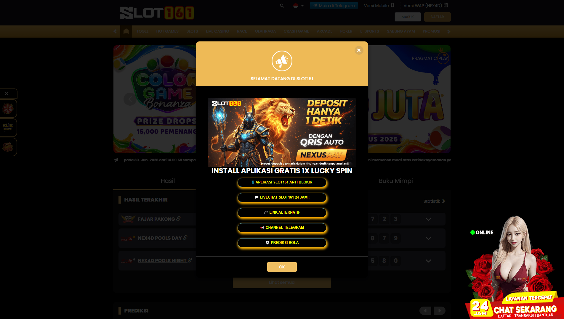 Screenshot of slot161.com