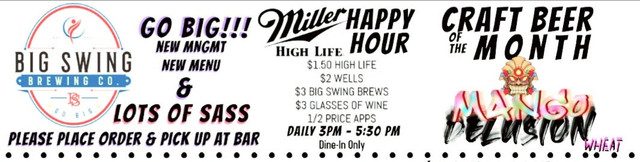Big Swing Covid Paper Menu