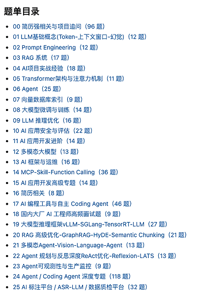 AI工程师面试题库｜LLM、Agent、RAG、大模型面试八股文