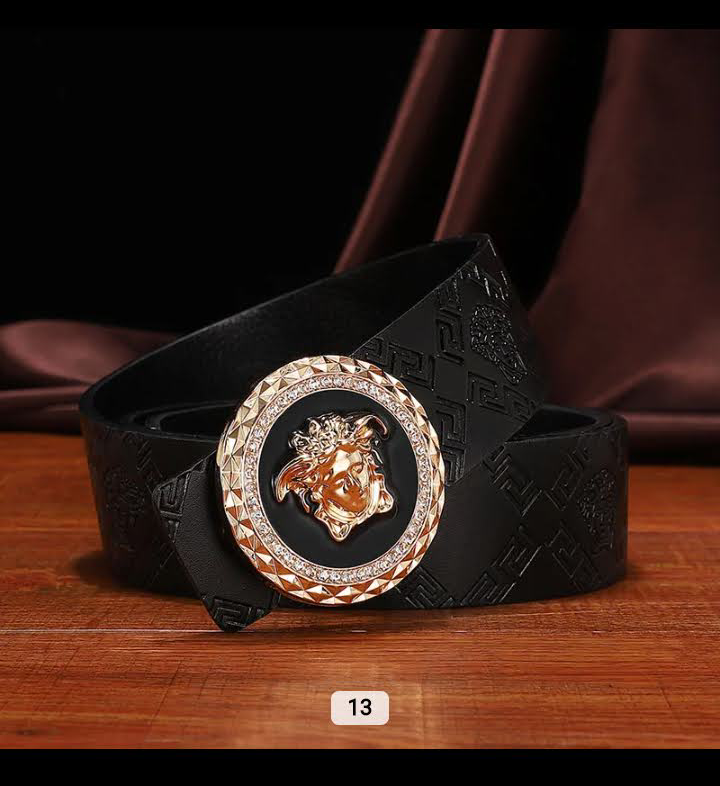 Versace-inspired silver buckle leather belt – luxury statement piece
