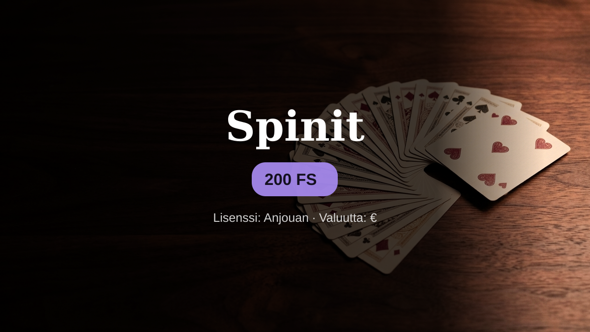 Spinit kasino  tervetuliaisbonus 100 % jopa 500  + 200 FS, maksutavat: Visa, Mastercard, Skrill, Neteller, Paysafecard