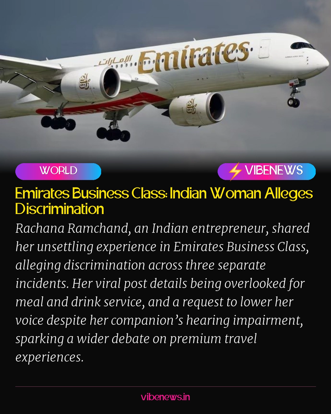 Emirates Business Class: Indian Woman Alleges Discrimination