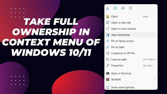 Take Ownership context menu thumbnail