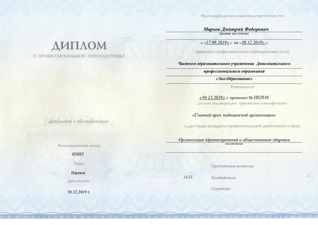 Главный врач медицинской организации