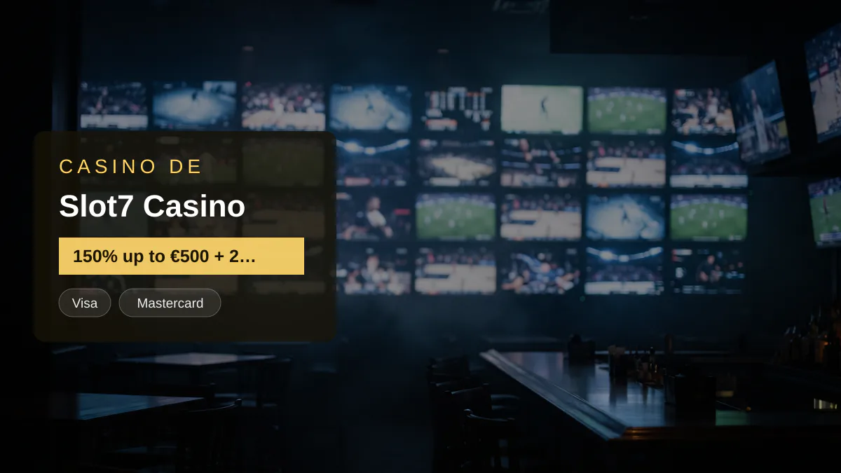 Slot7 Casino — Willkommensbonus 150% up to €500 + 200 FS, Zahlungen: Visa, Mastercard