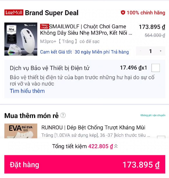 SMAILWOLF | Chuột Chơi Game Không Dây Siêu Nhẹ M3Pro, Kết Nối Ba Chế Độ 1KHz, Cảm Biến PAW3311