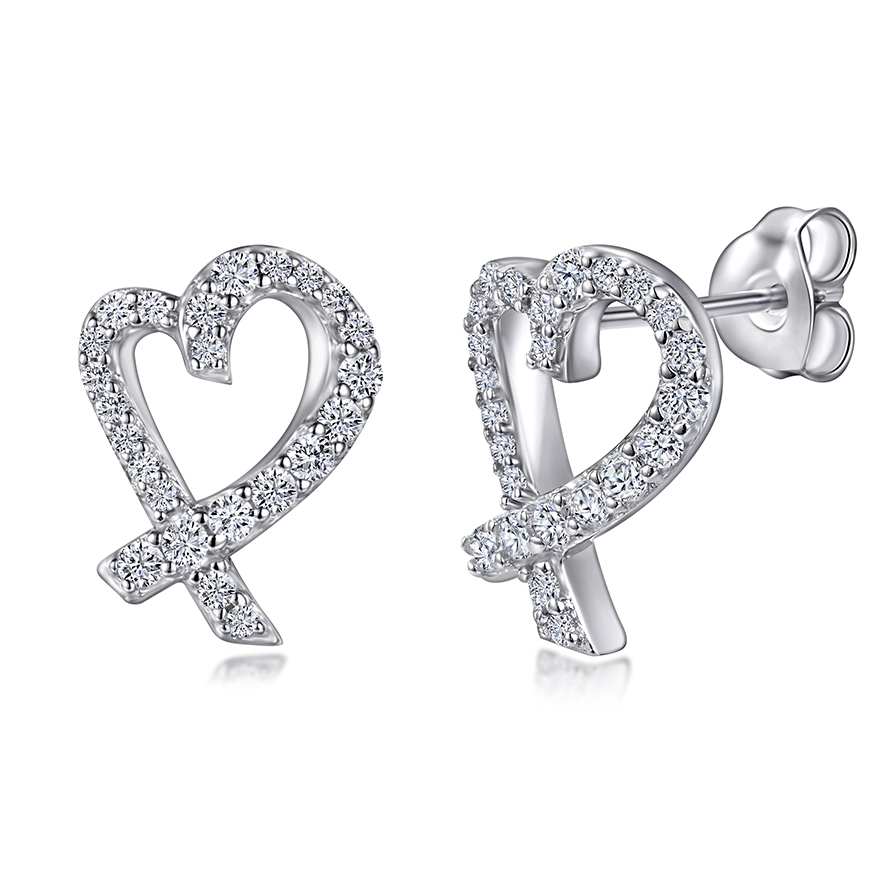 Ribbon Heart Pavé Studs