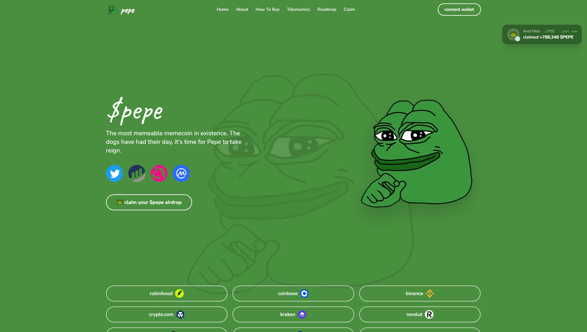 Screenshot of getpepe.fun