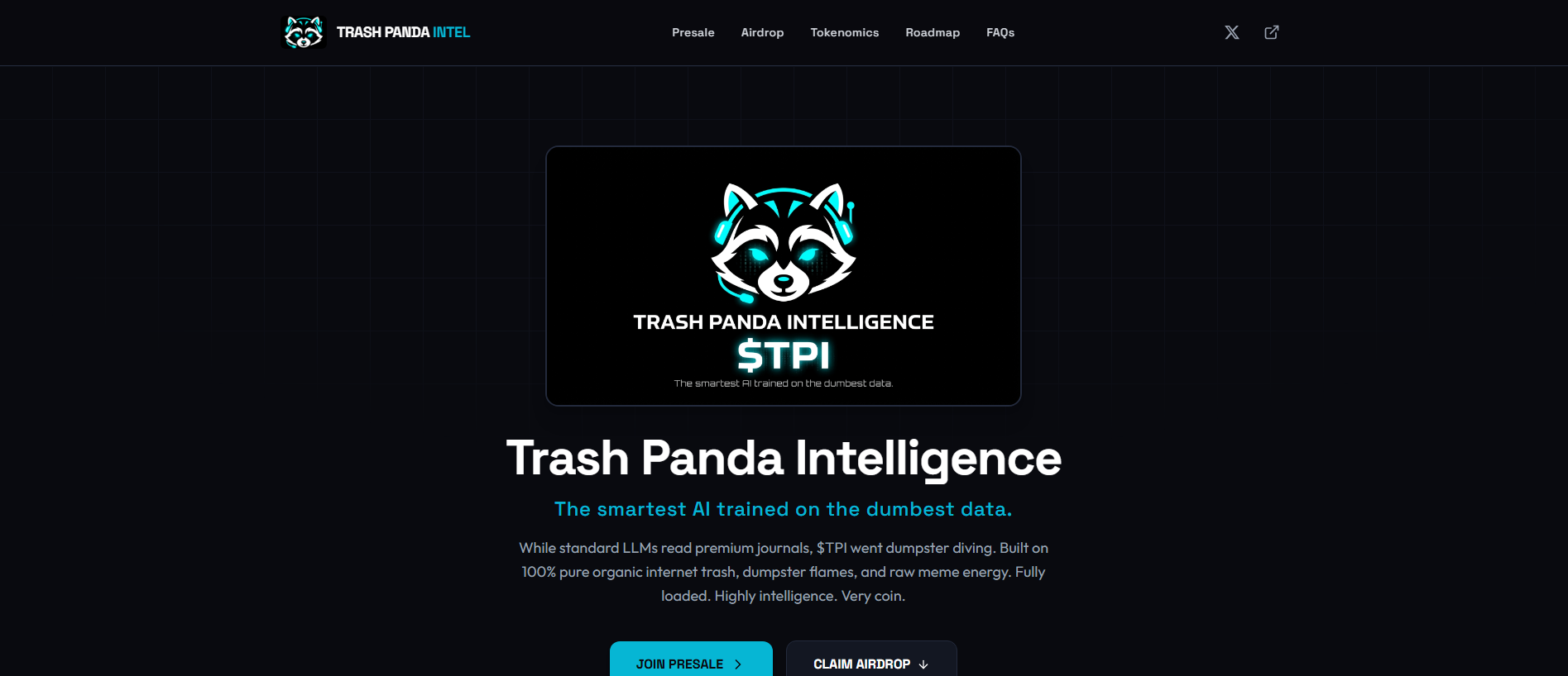 Forensic screenshot of trashpandaintelevm.web.app showing the phishing page layout
