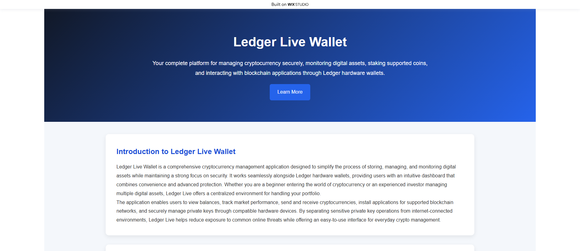 Forensic screenshot of official-livehome.wixstudio.com showing the phishing page layout