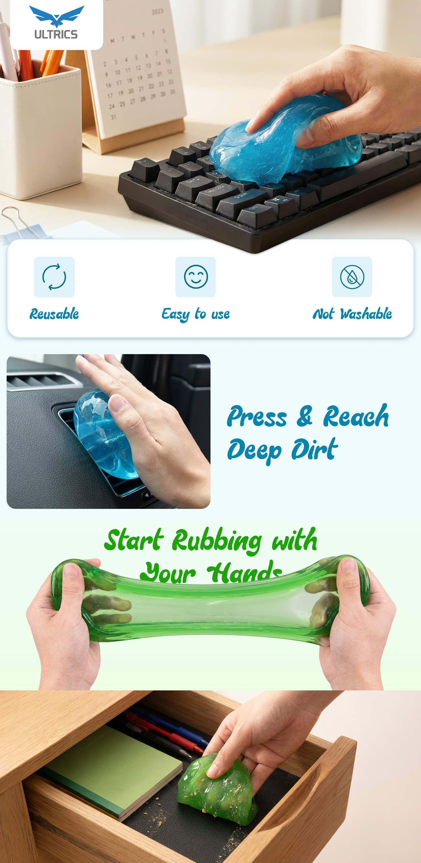 Multifunctional Keyboard Cleaning Gel – Sticky Slime Putty For Car & Tech, UK Seller