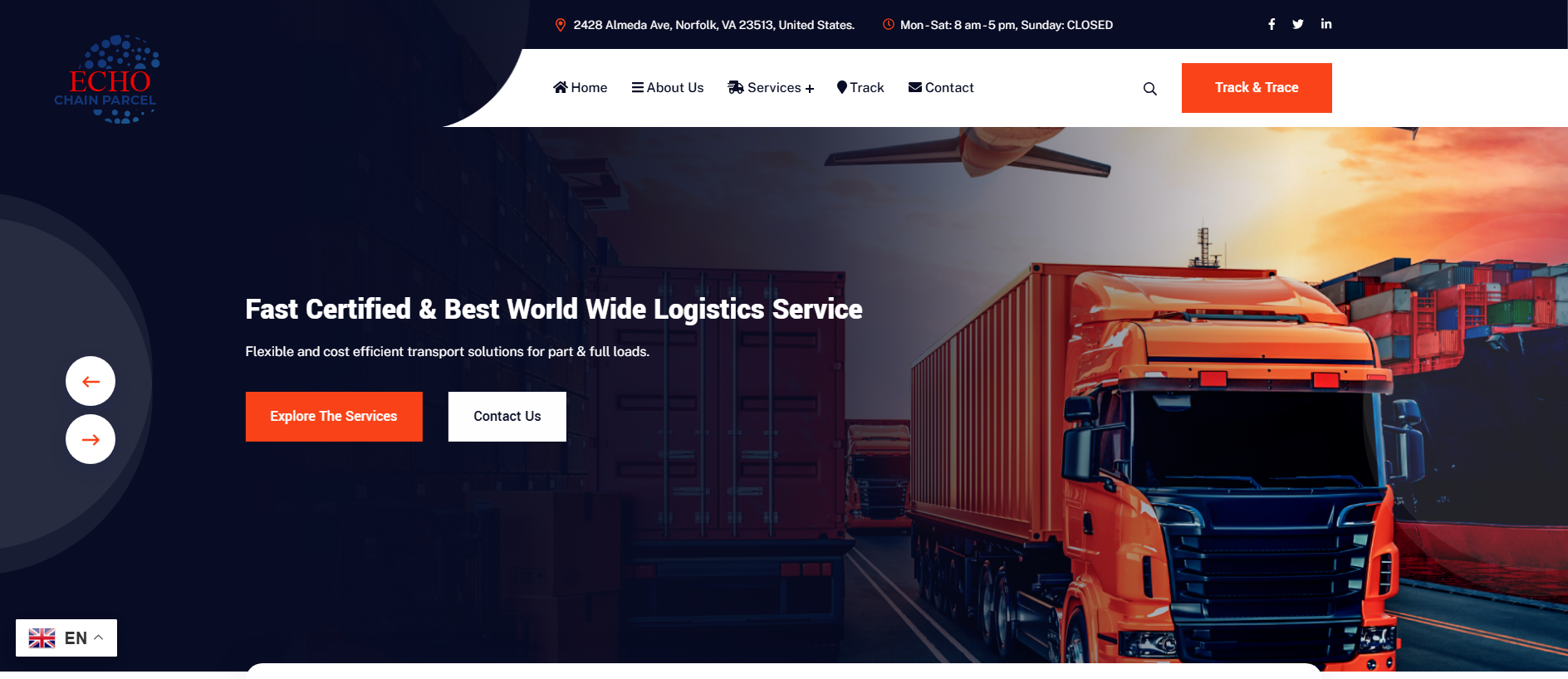 Screenshot of echochainparcel.com