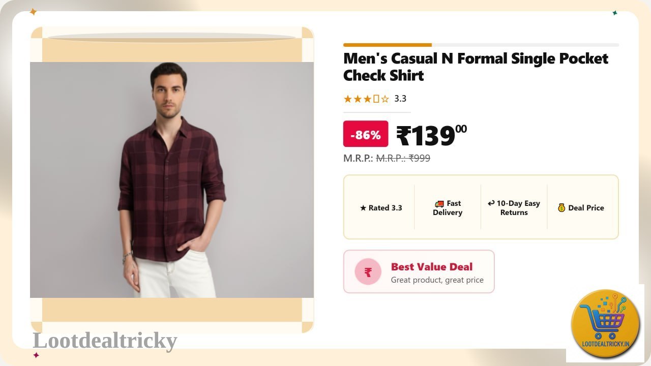 Men S Casual – Just ₹139 | Limited Time Loot Offer