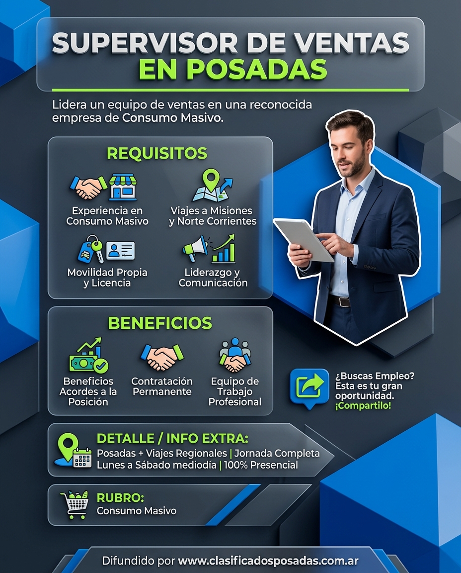 Se Busca Supervisor de Ventas de Productos Masivos en Posadas