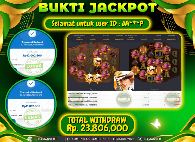 Selamat kepada Member PAMANSLOT Game Wild Bounty Showdown : JA***P
