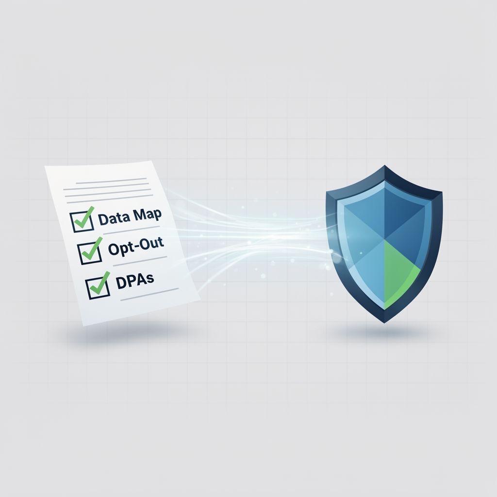 Conceptual illustration of a compliance checklist creating data protection