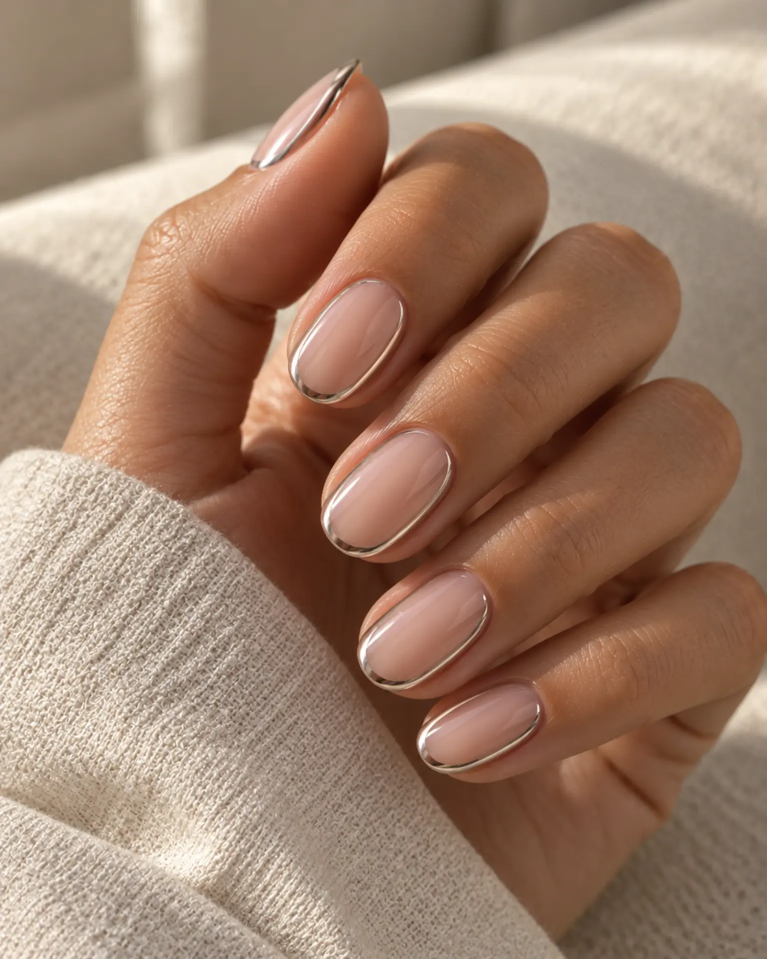 Winter Chrome Outline manicure inspiration for winter nail ideas