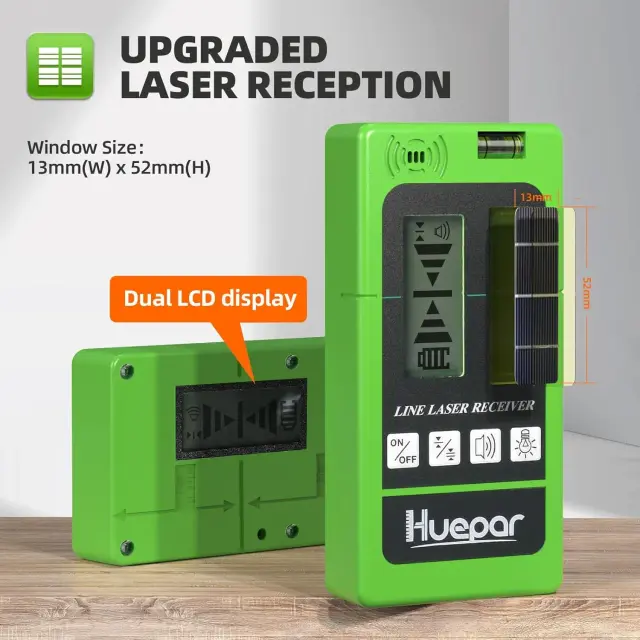 Huepar LR-5RG laser receiver back LCD display view