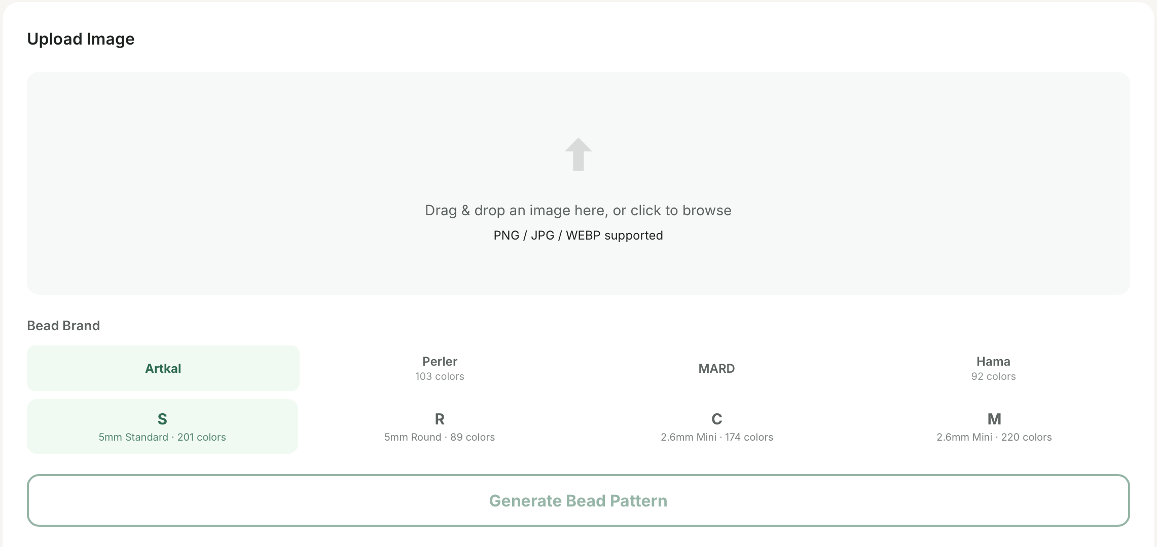 pixel pattern upload page