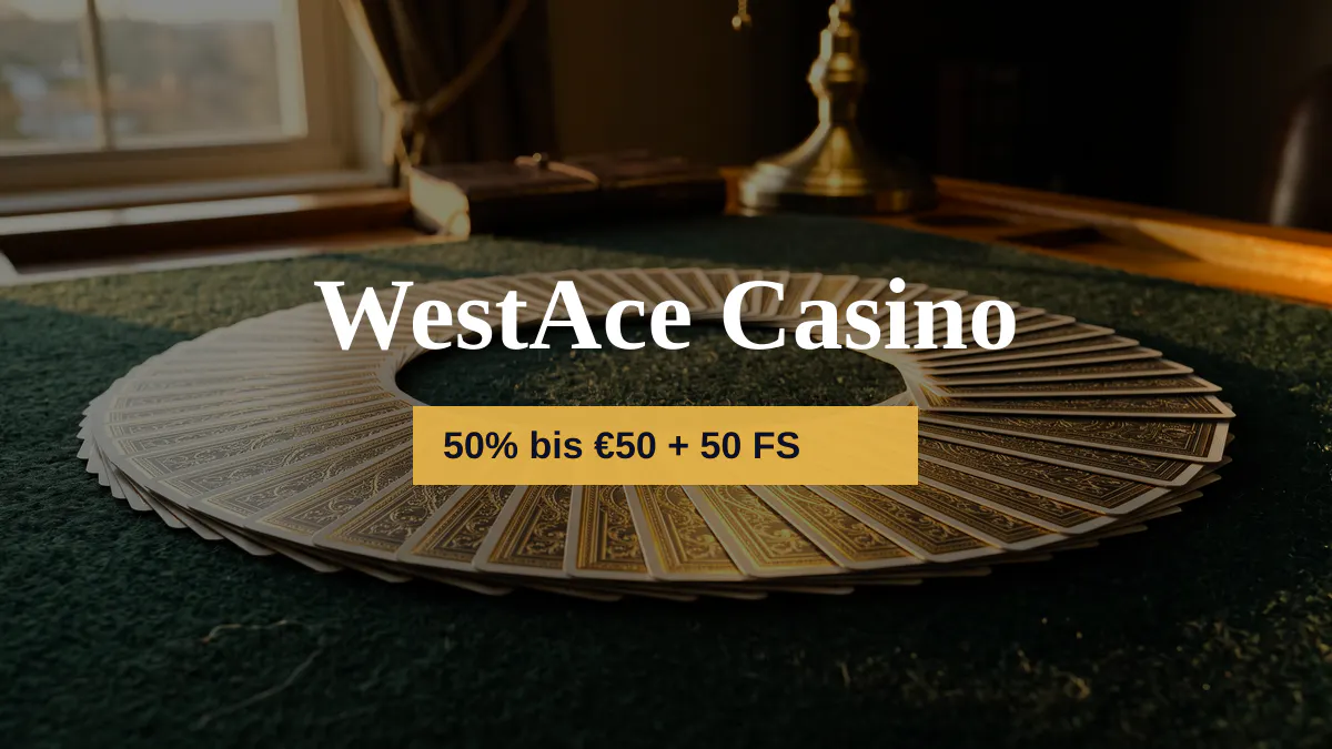 WestAce Casino — Willkommensbonus 50% bis €50 + 50 FS, Zahlungen: Visa, Mastercard, Skrill, Neteller, Paysafecard