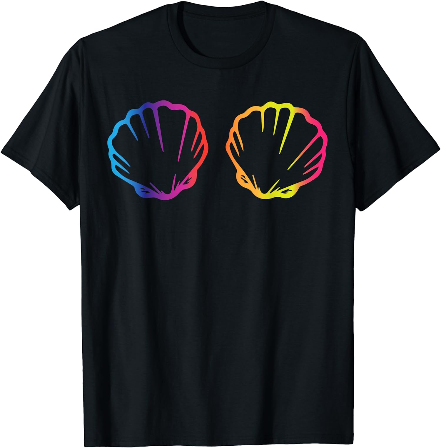 Rainbow Mermaid Shell Bra Bikini Seashell Gift Unisex T-Shirt