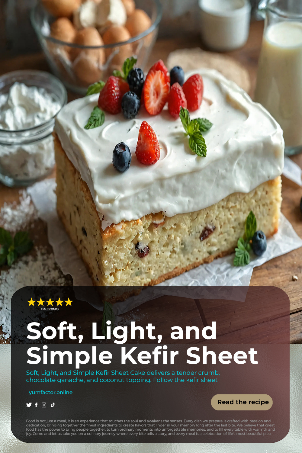 Soft, Light, and Simple Kefir Sheet Cake Recipe