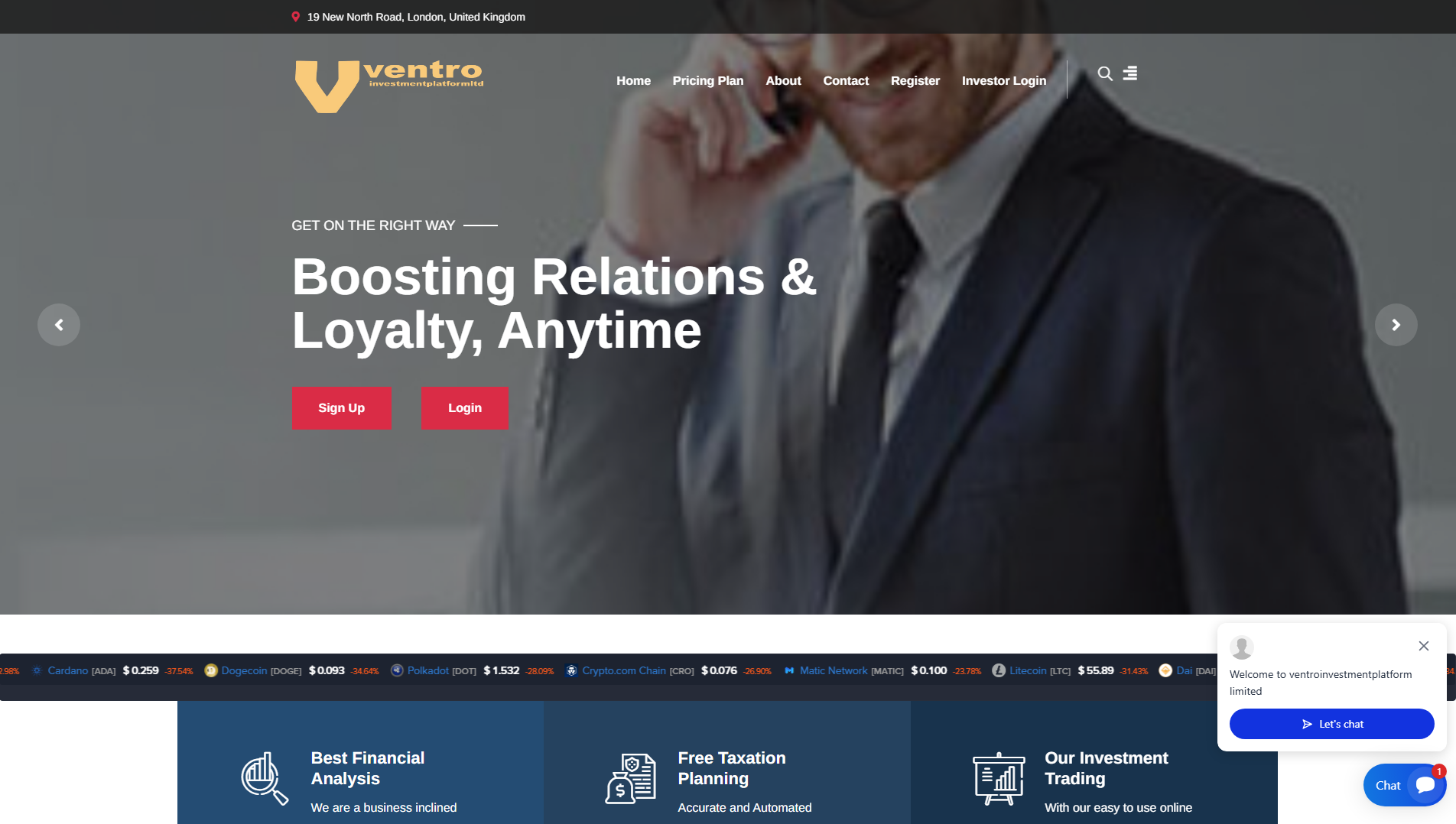 Stored capture of ventroinvestmentplatformltd.trade