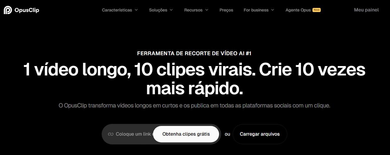 OpusClip - Para criar Corter de video a partir de vídeo longos