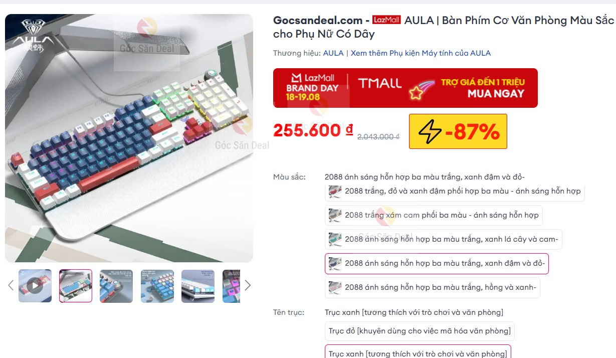 AULA | Bàn Phím Cơ Văn Phòng Màu Sắc Dành cho Phụ Nữ Có Dây