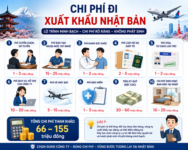 CHI PHÍ ĐI XUẤT KHẨU NHẬT BẢN