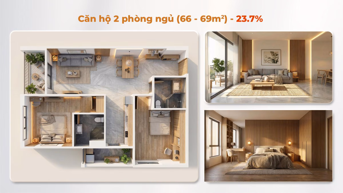 Mặt bằng Căn hộ 2 Phòng Ngủ