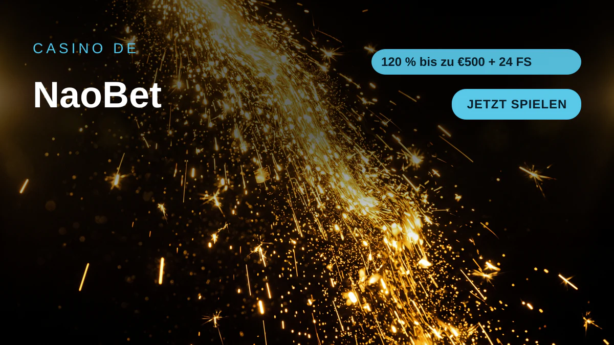 NaoBet Casino — Willkommensbonus 120 % bis zu €500 + 24 FS, Zahlungen: Visa, Mastercard, Sofort, Revolut, MiFinity