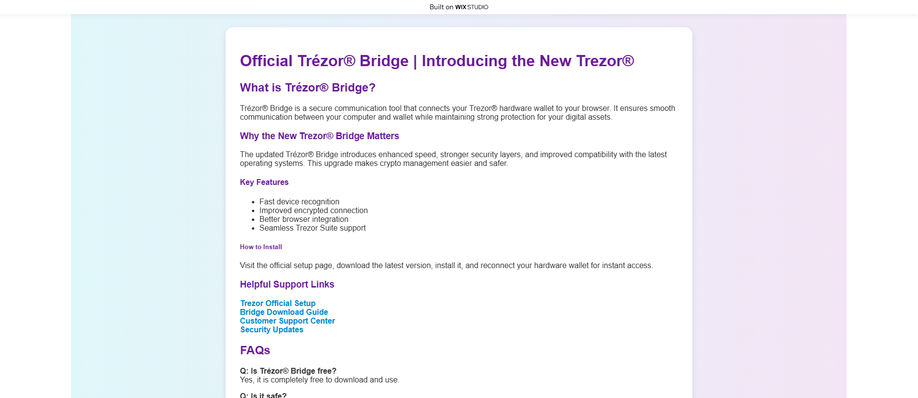 Stored capture of bridges-home.wixstudio.com