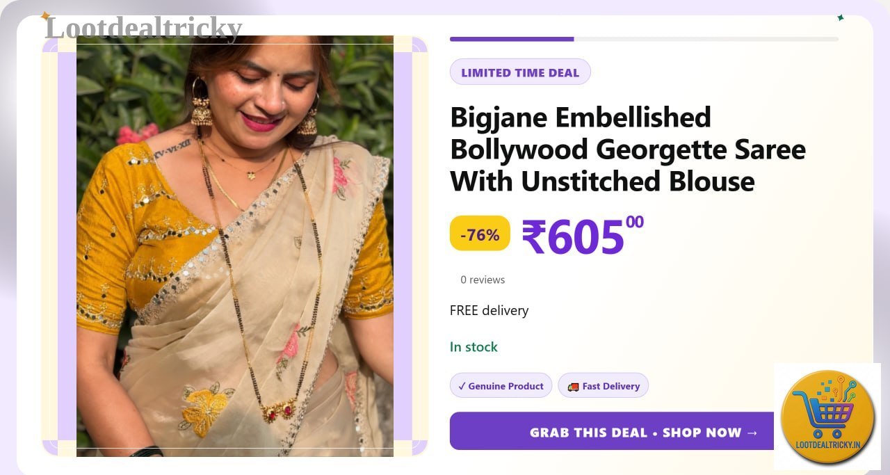   bollywood Georgette Saree – Just ₹605 | Loot Lo