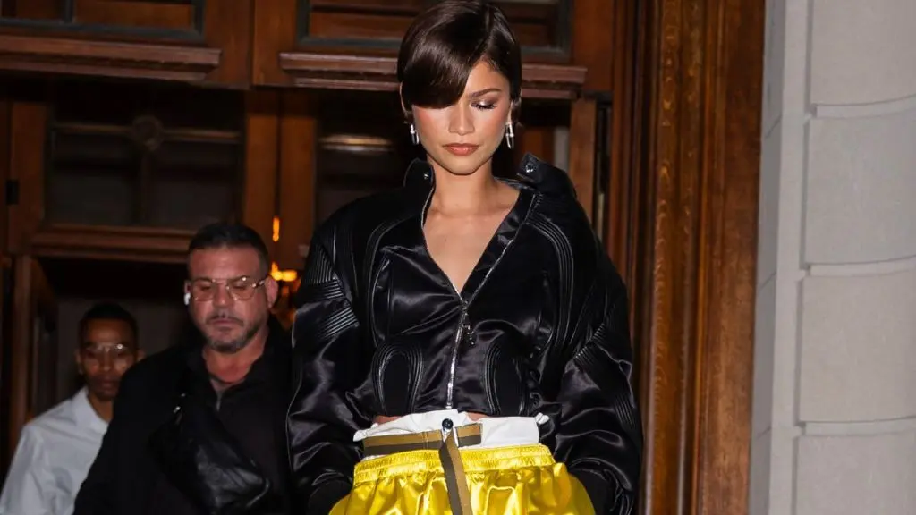 Zendaya Rocks Micro Shorts with Unzipped Louis Vuitton Jacket