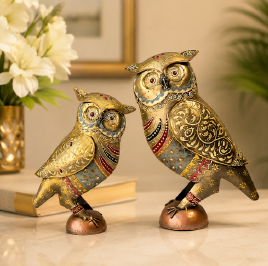 Metal Rajasthani Owl Set