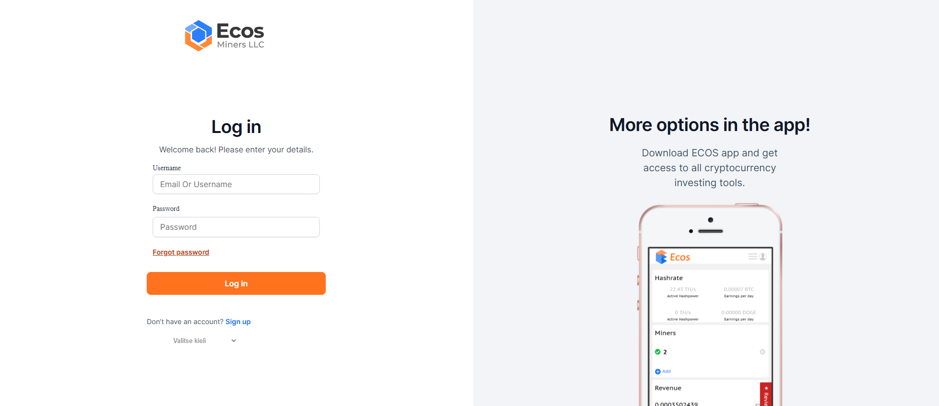 Stored capture of user.ecosminers.net
