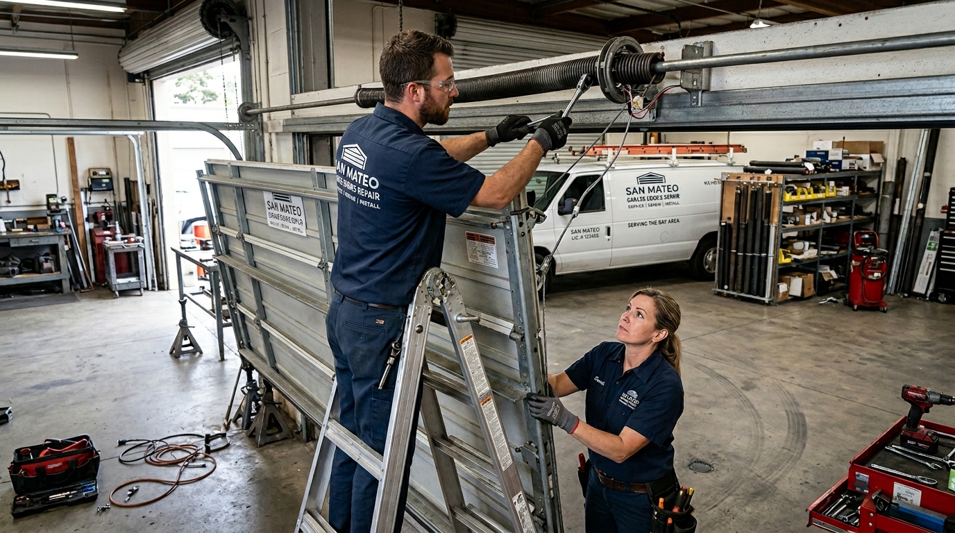 Garage Door Technician at Work in San Mateo