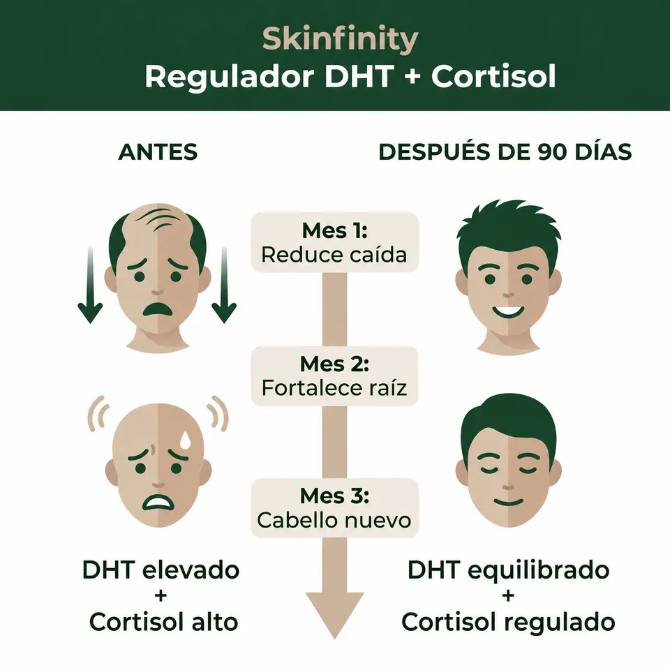 Skinfinity antes y despu&eacute;s de 90 d&iacute;as - timeline mes 1, 2 y 3