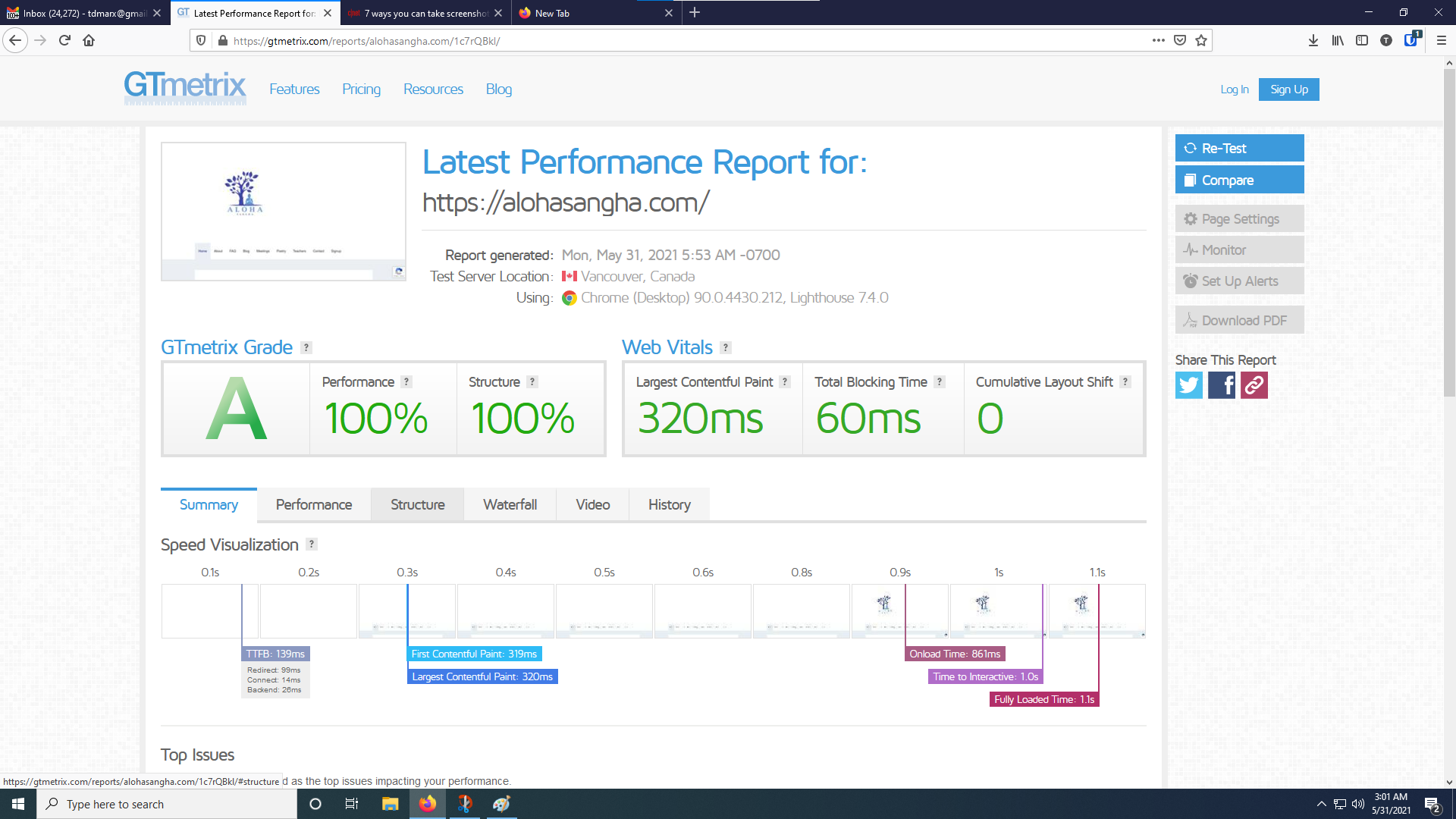 my blazing GMETRIX scores!