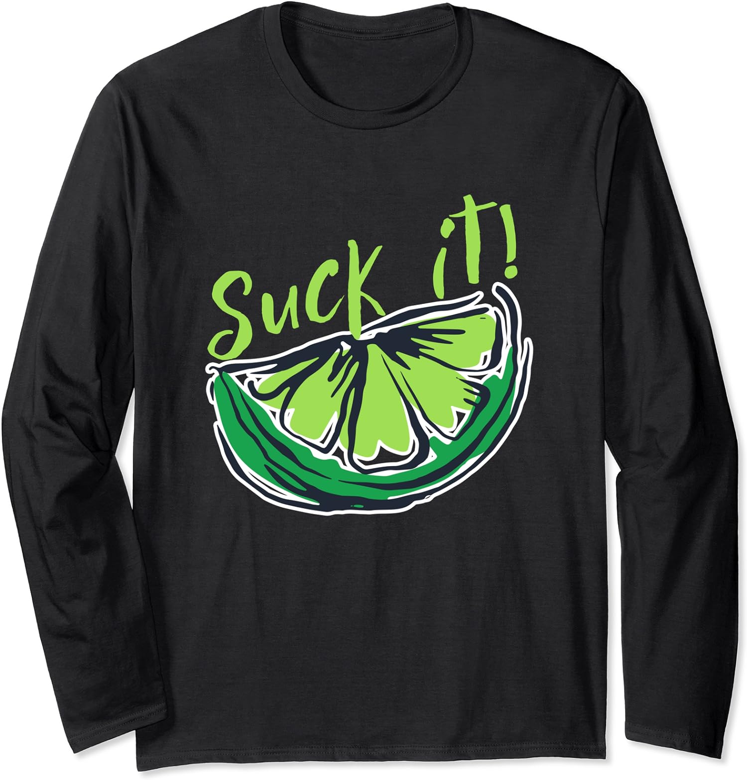 Green Lime Slice Funny Lemon Guacamole Mexico Mayo Long Sleeve Tshirt