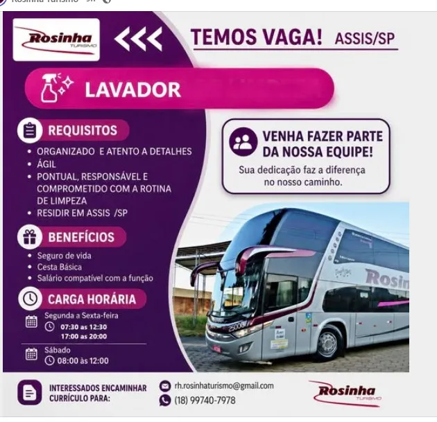 Vaga Para Lavador Na Rosinha