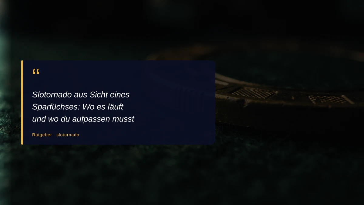 Slotornado aus Sicht eines Sparfüchses: Wo es läuft und wo du aufpassen musst