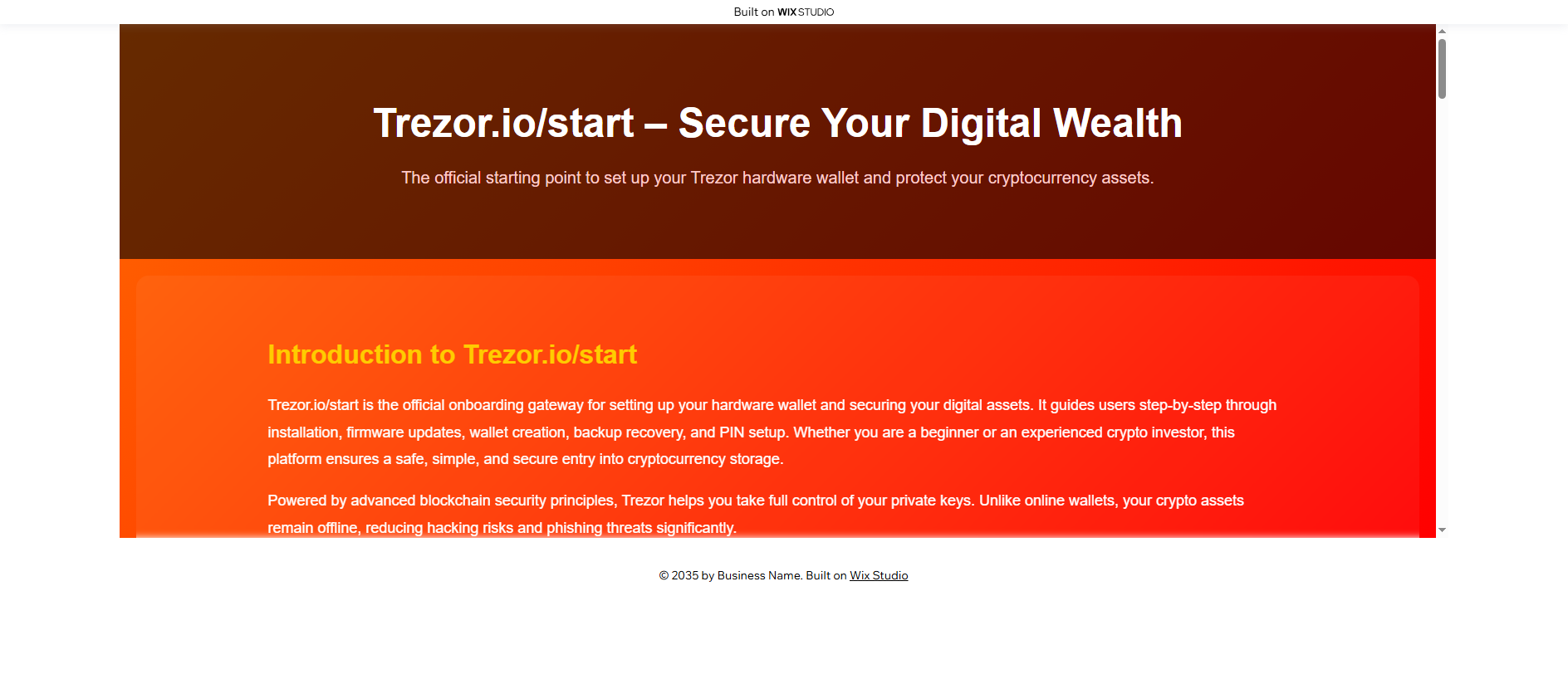 Stored capture of homepage-trzureio.wixstudio.com