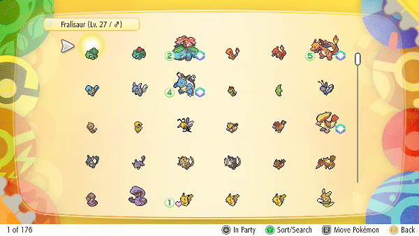 Pretty close to one of each Pokemon available in the Let's Go games; just missing some birds
