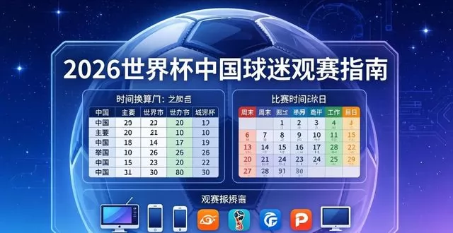 2026 世界杯中国球迷观赛指南：时差换算 + 比赛时间 + 观赛平台全攻略